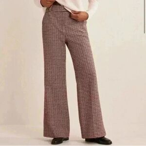 Boden Crimson and Ivory Checkered Wide Leg Pants